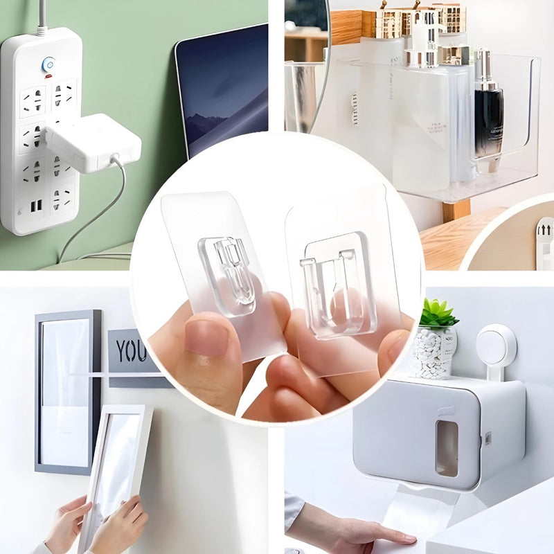20 Peças Gancho Adesivo Dupla Face Transparente Sem pregos Furos Para banheiro, sala e cozinha.