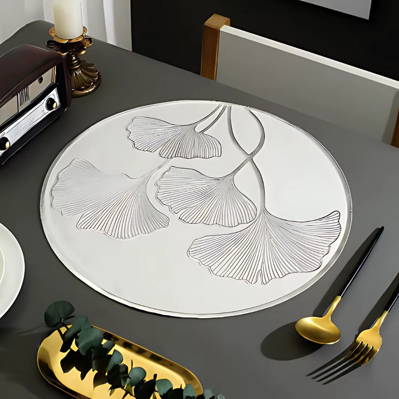 Conjunto 4 Peças Jogo Americano Cor Prata em Tecido Impermeavel Poliester.