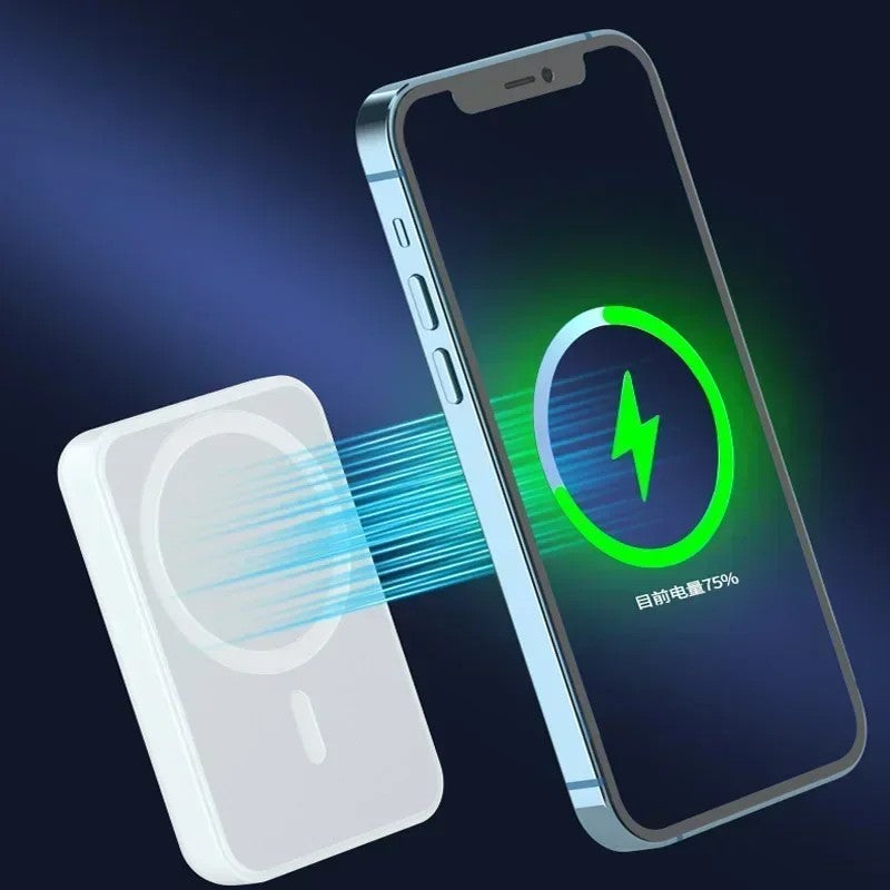 Carregador magnético banco de energia sem fio magnético pacote de bateria portatil.