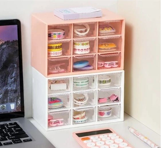 Gaveteiro Organizador Multiuso 9 Gavetas – Plástico Resistente, Escritório e quarto.