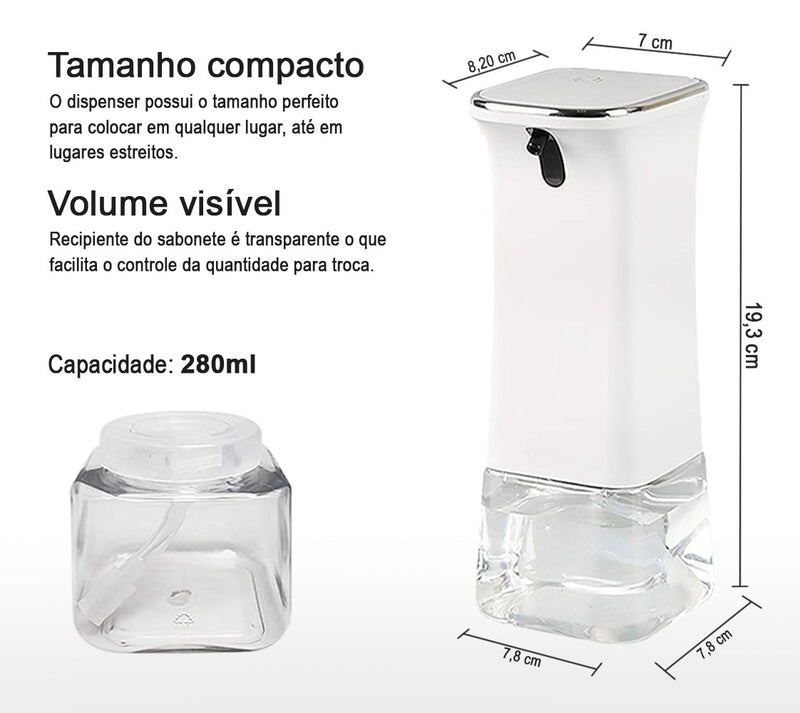 Porta sabonete líquido com sensor automático