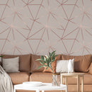 Papel de Parede Autoadesivo Vinílico Geométrico Triângulo Bege Marrom Claro.