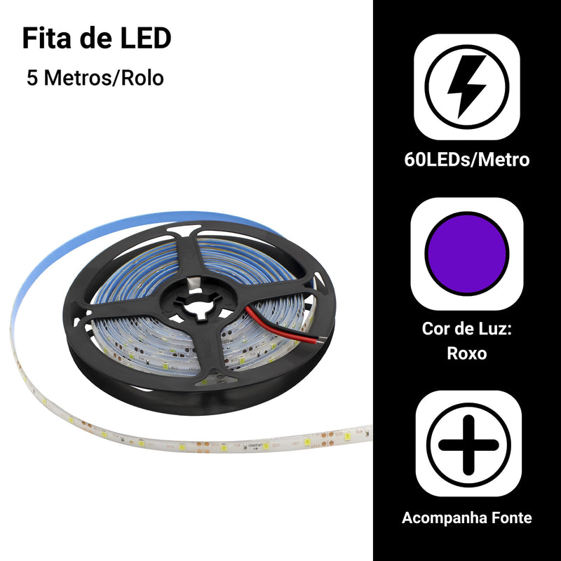 Fita Led 2835 Rolo 5 Metros 300leds Ip65 Dupla Face