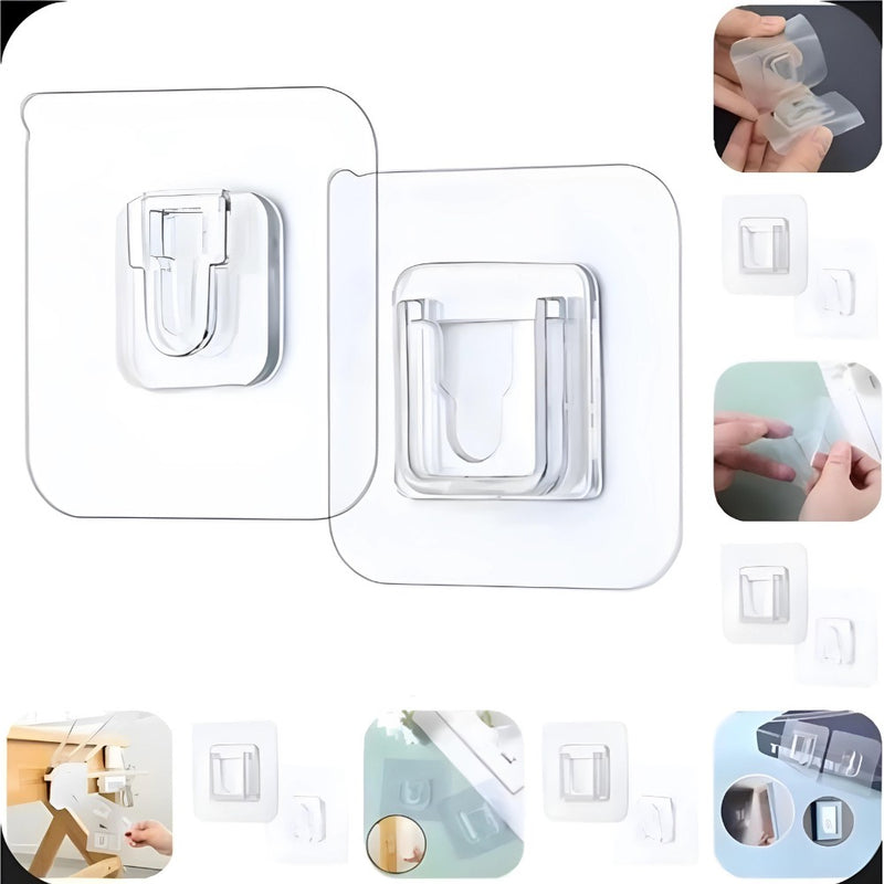 20 Peças Gancho Adesivo Dupla Face Transparente Sem pregos Furos Para banheiro, sala e cozinha.