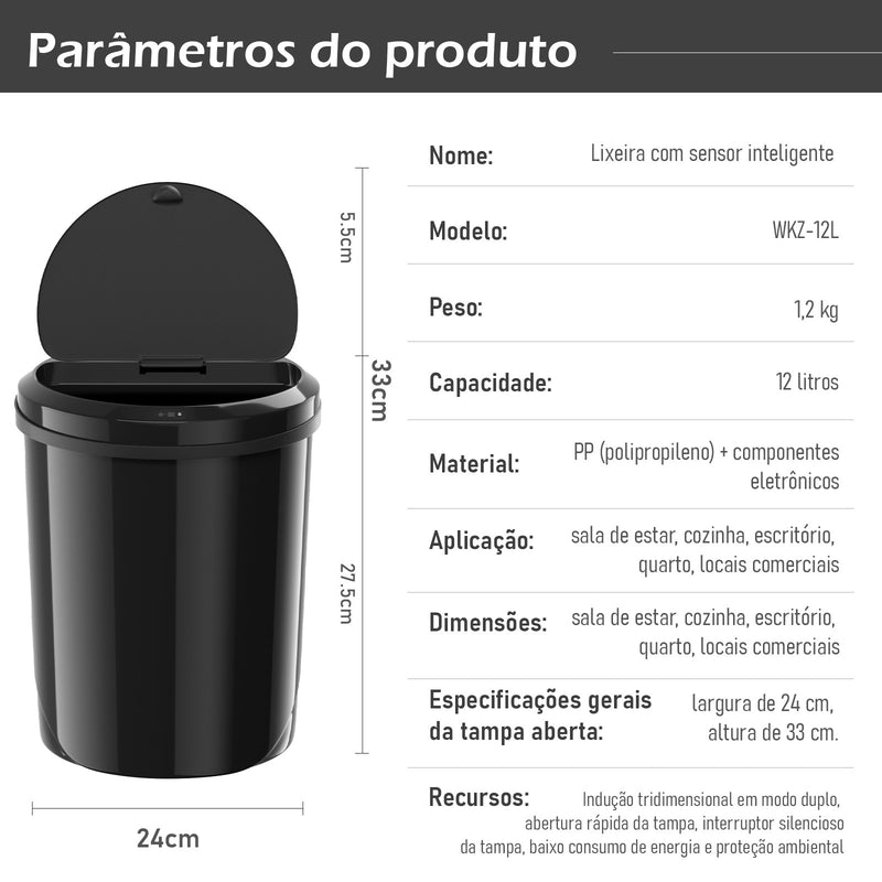 Lixeira Sensor Automático,Lixeira Banheiro,Lixeira Lnteligente,Lixeira Para Cozinha.