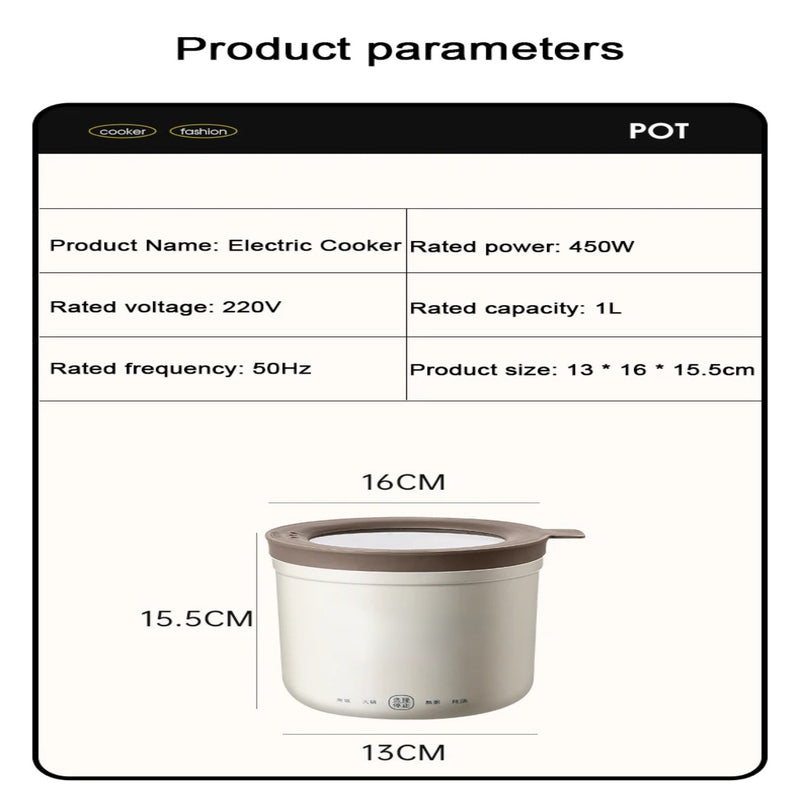 Mini panela de arroz multifuncional frigideira 1l macarrão panela ovo omelete f