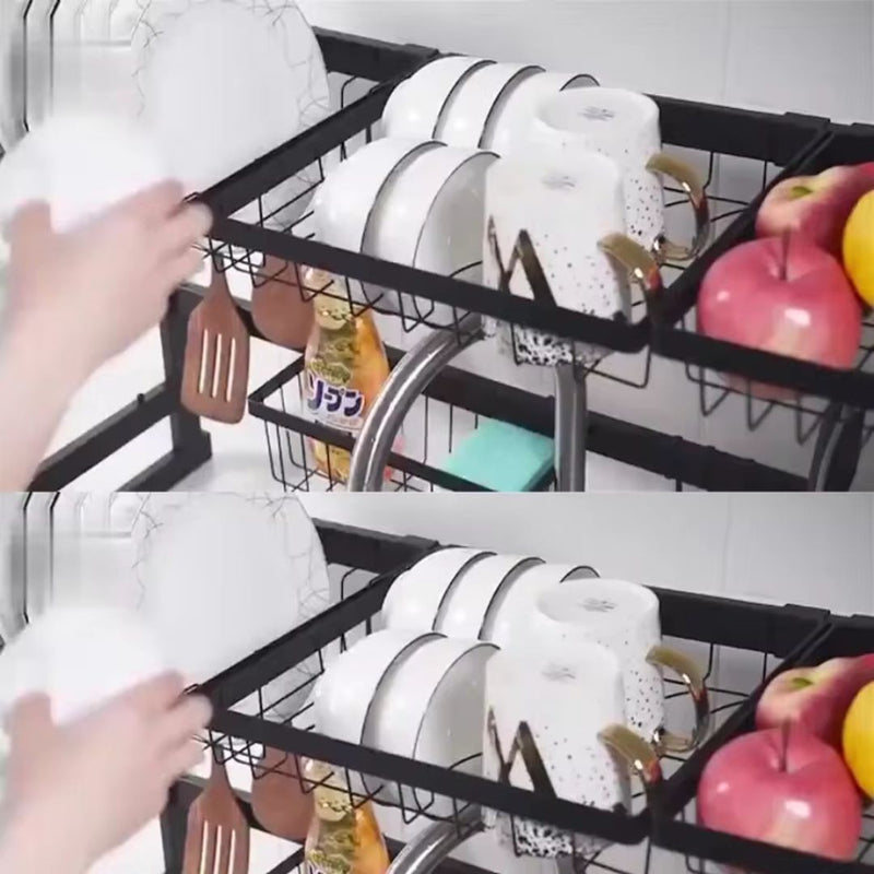 Escorredor de louça aço inox organizador suspenso modular suporte de pia e armário.