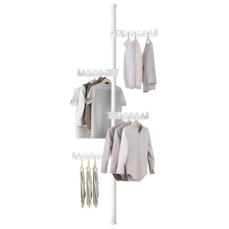 Cabideiro de Chão, Altura Ajustável, 4 Suportes, Roupas, Casaco, Chapéu, Organizador de roupas.