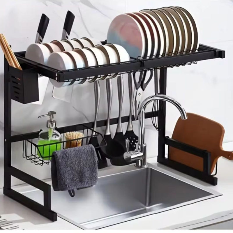 Escorredor de louça aço inox organizador suspenso modular suporte de pia e armário.