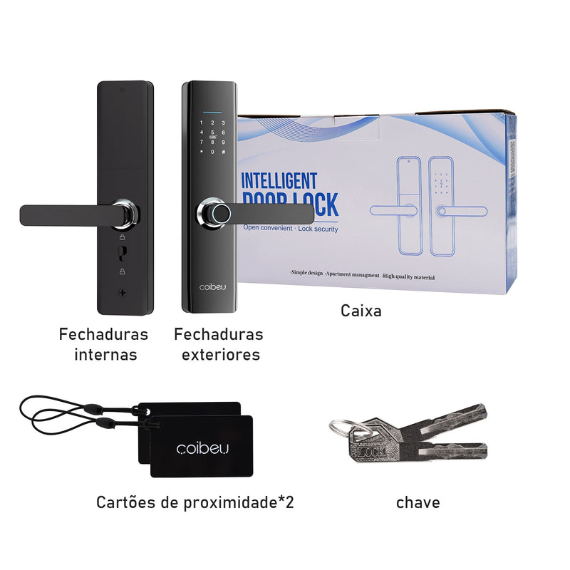 Fechadura Inteligente com Impressão Digital e Senha Compatível com Tuya.