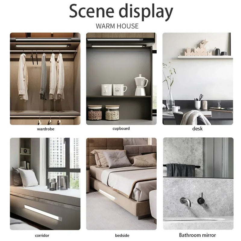 Luz noturna led sensor de movimento 20/30/40/60cm, sem fio, usb, luz noturna.