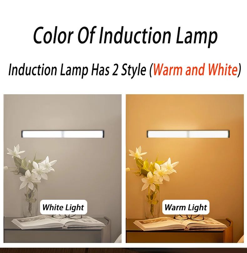 Luz noturna led sensor de movimento 20/30/40/60cm, sem fio, usb, luz noturna.