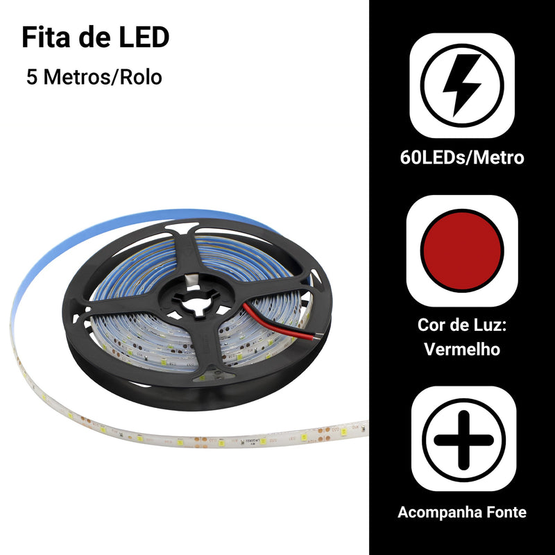 Fita Led 2835 Rolo 5 Metros 300leds Ip65 Dupla Face