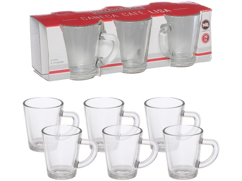 Jogo de Canecas de Café de Vidro 70ml Hauskraft
