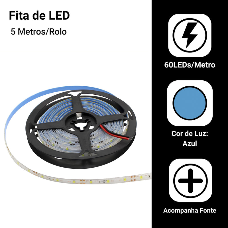 Fita Led 2835 Rolo 5 Metros 300leds Ip65 Dupla Face