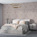 Papel de Parede Autoadesivo Vinílico Geométrico Triângulo Bege Marrom Claro.