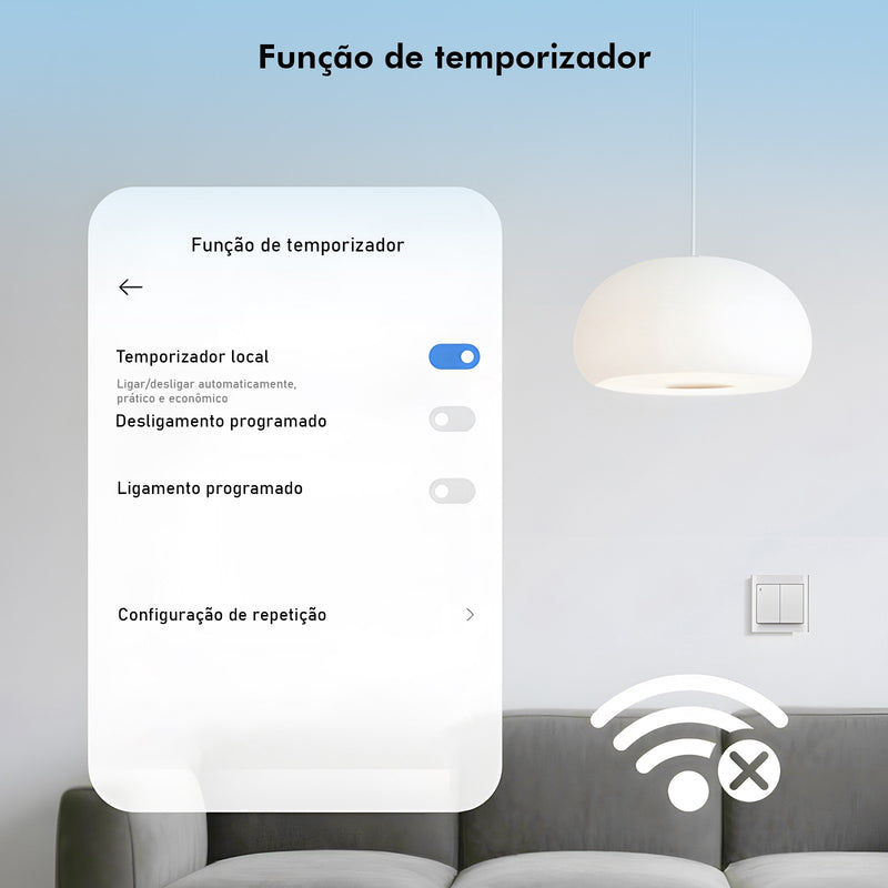 Interruptor Wi-Fi Inteligente WK-TD305F - Controle por Voz, App, Timer e Bluetooty.
