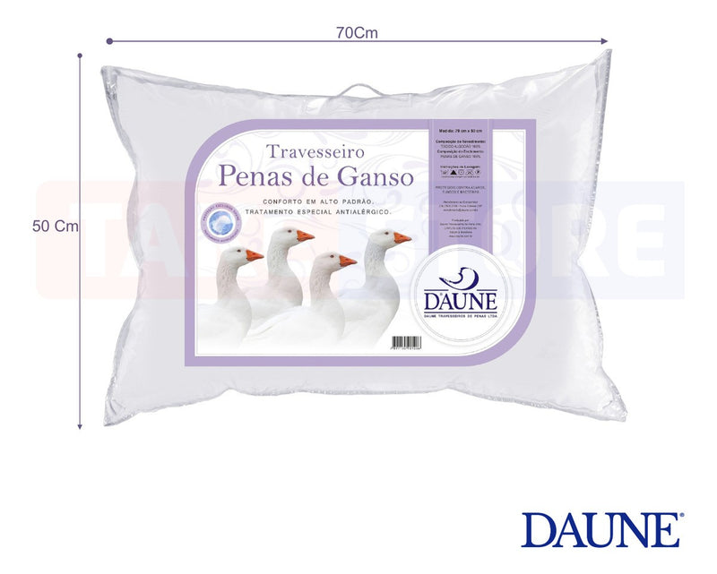 Travesseiros Daune 100% Pena De Ganso 50x70cm- Original