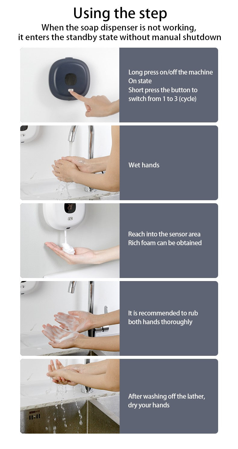 Dispensadores automáticos de sabão de espuma com carregamento USB, máquina de dispensar sabão.