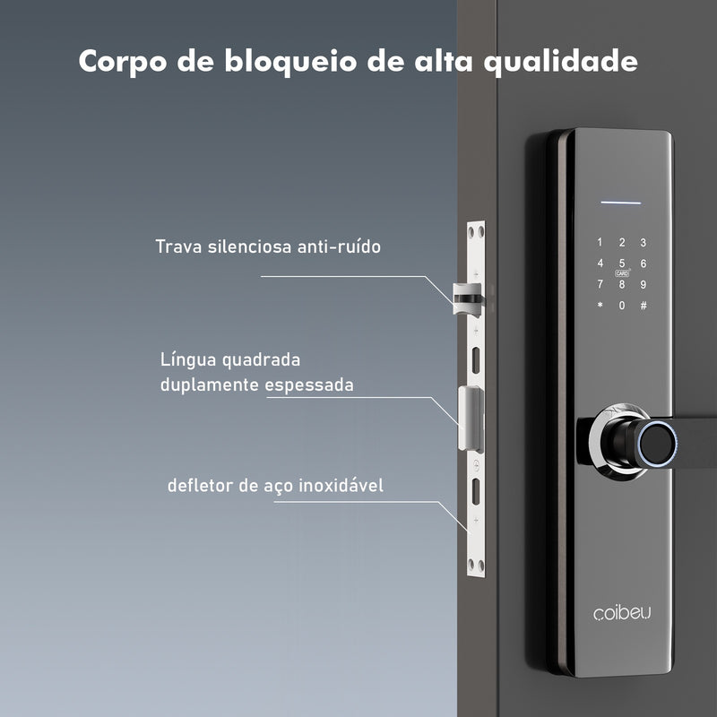 Fechadura Inteligente com Impressão Digital e Senha Compatível com Tuya.