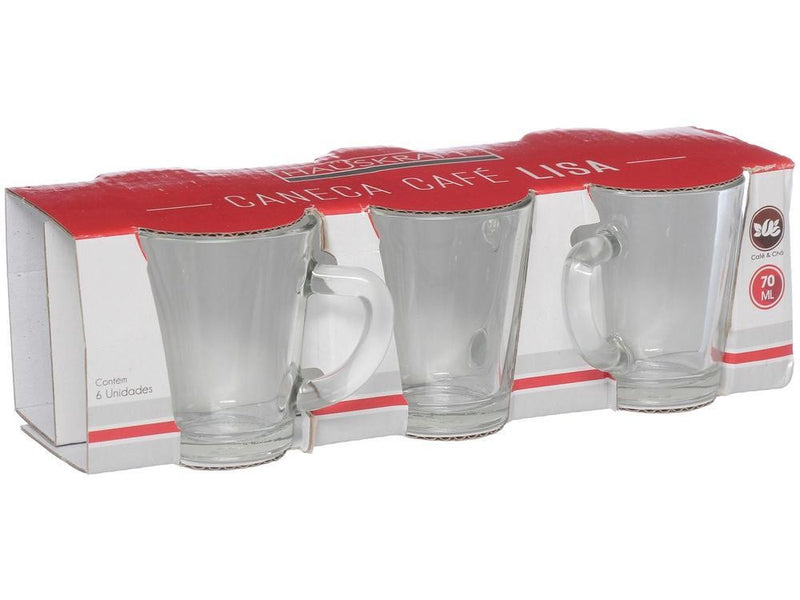 Jogo de Canecas de Café de Vidro 70ml Hauskraft