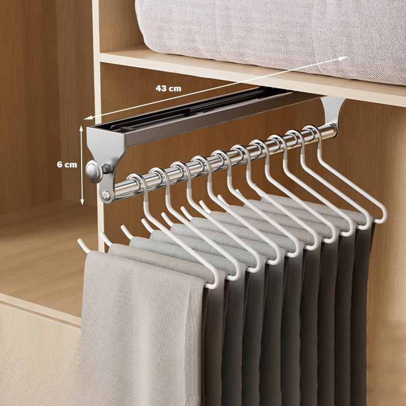 Cabide Retrátil Organizador De Roupas Calça E Camisa Tipo Gaveta Luxo 5245 Gra