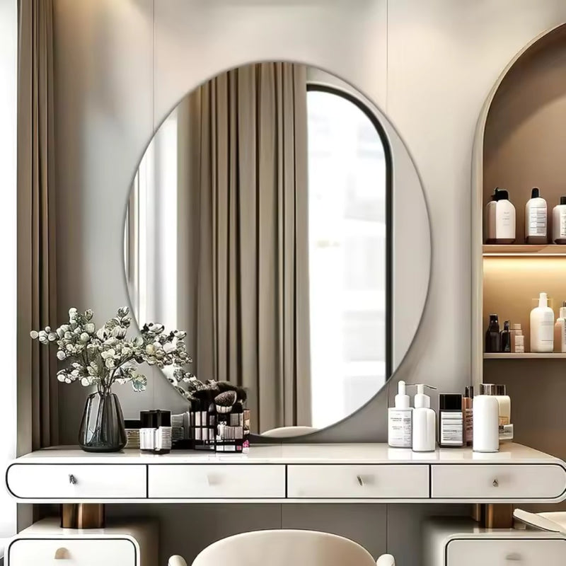 Espelho de Parede Oval Inquebrável em Acrílico 16,5x10,6 pol – Sem Moldura.