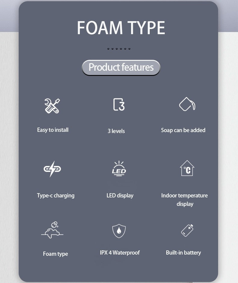 Dispensadores automáticos de sabão de espuma com carregamento USB, máquina de dispensar sabão.