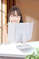 Espelho Grande Dobrável com Luz LED Portátil e Versátil 16 Leds Touch Articulavel.